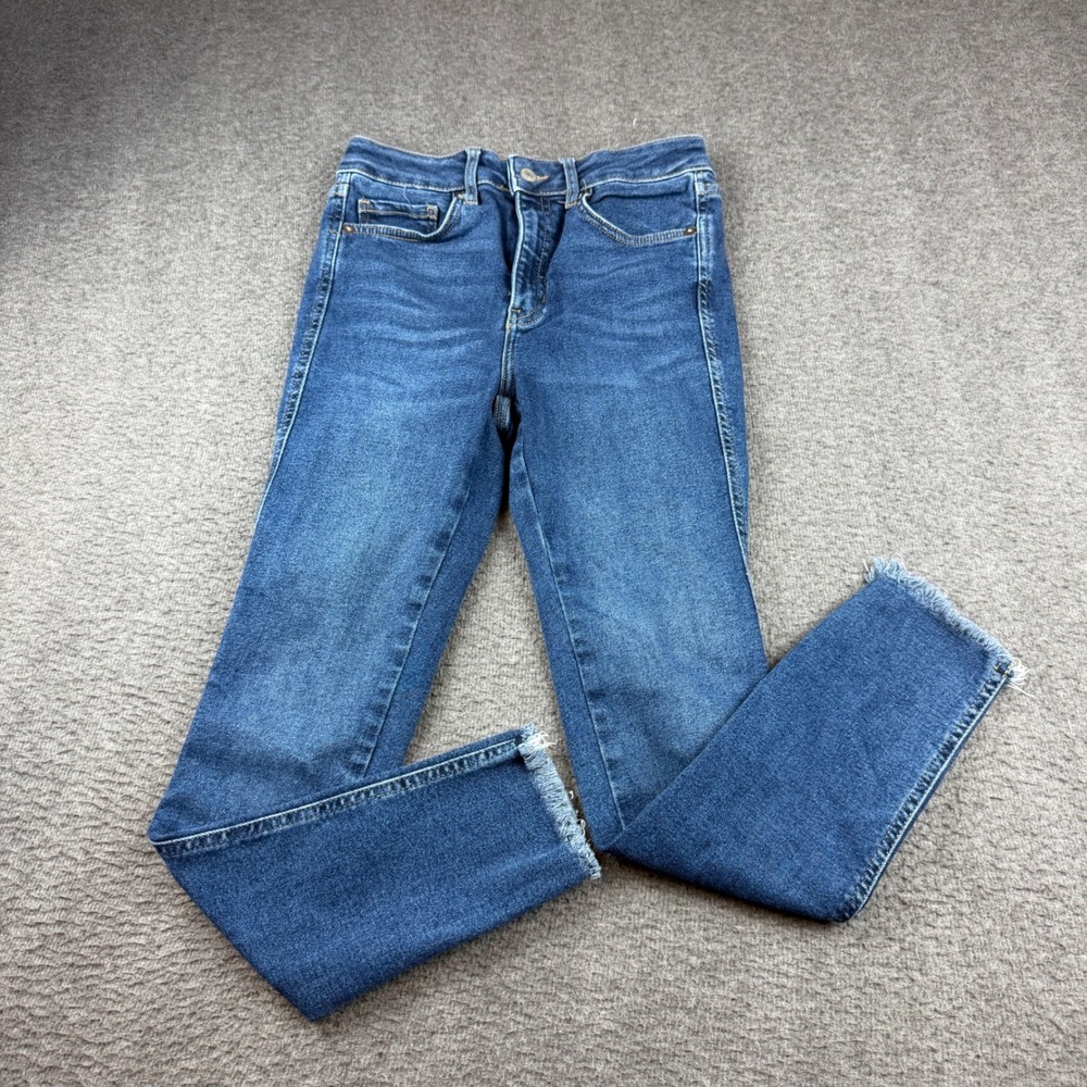 We The Free Skinny Jeans Women's 28 Blue High Rise Raw Hem Stretch Denim